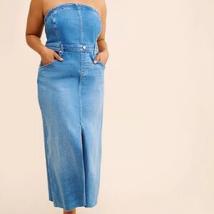 Pilcro The Madi Front-Slit Denim Dress.